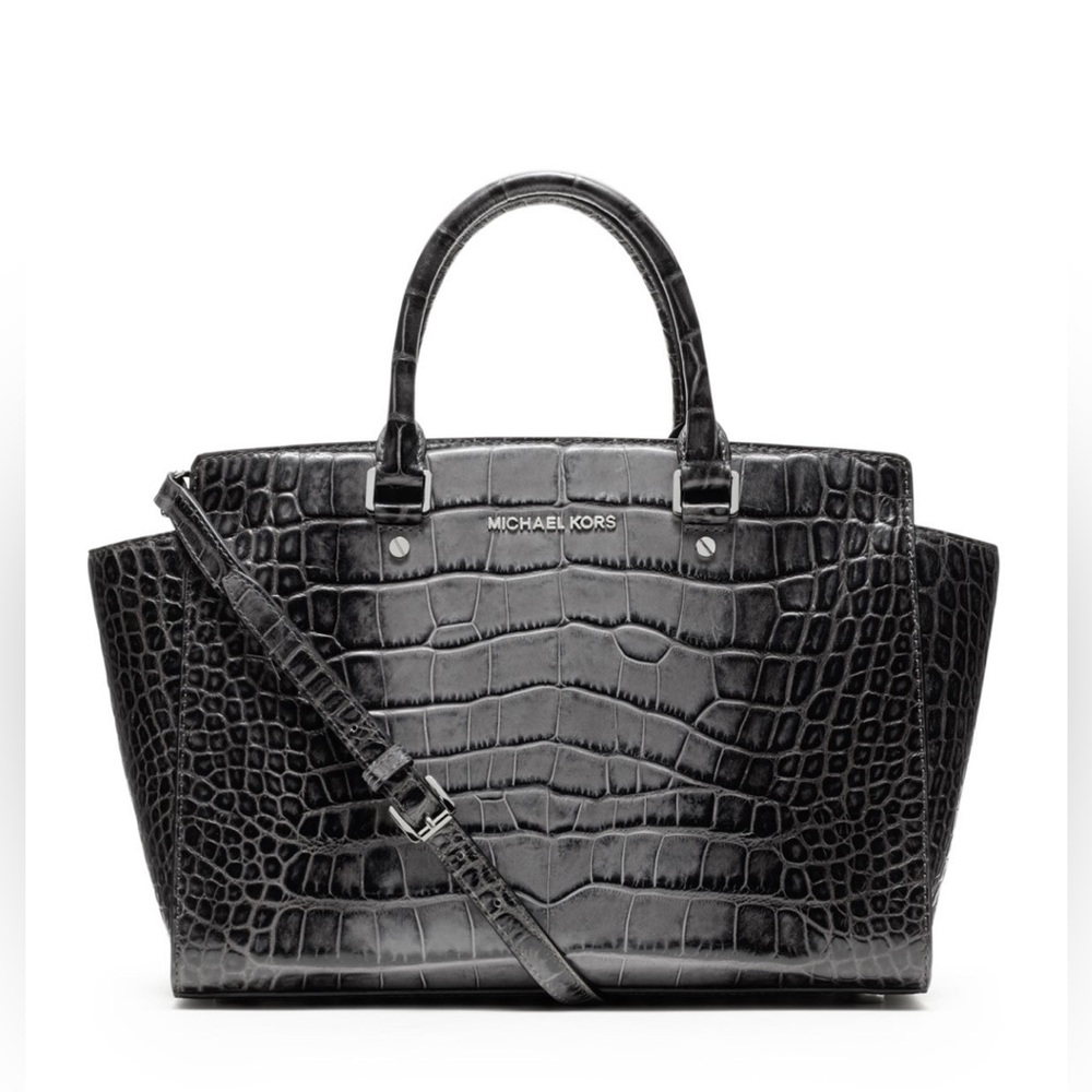 Michael Kors Large Croc Embossed Selma Satchel